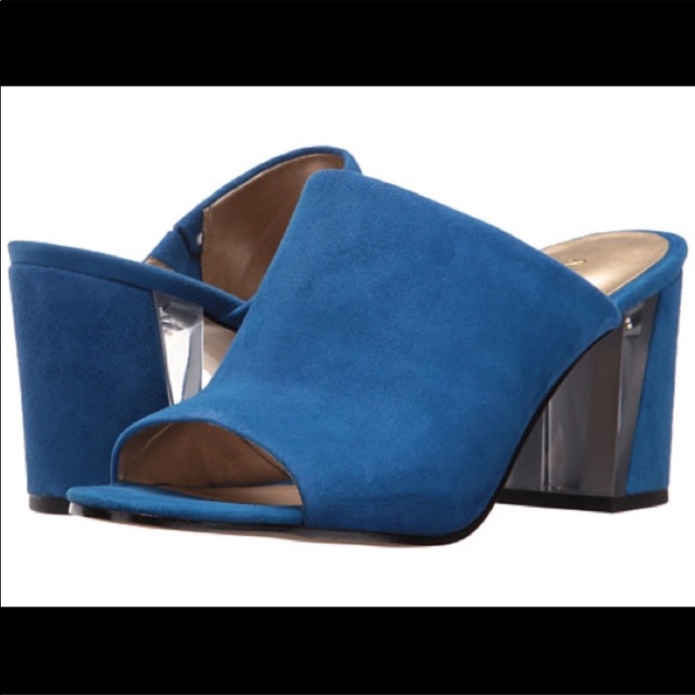 Blue suede sandals